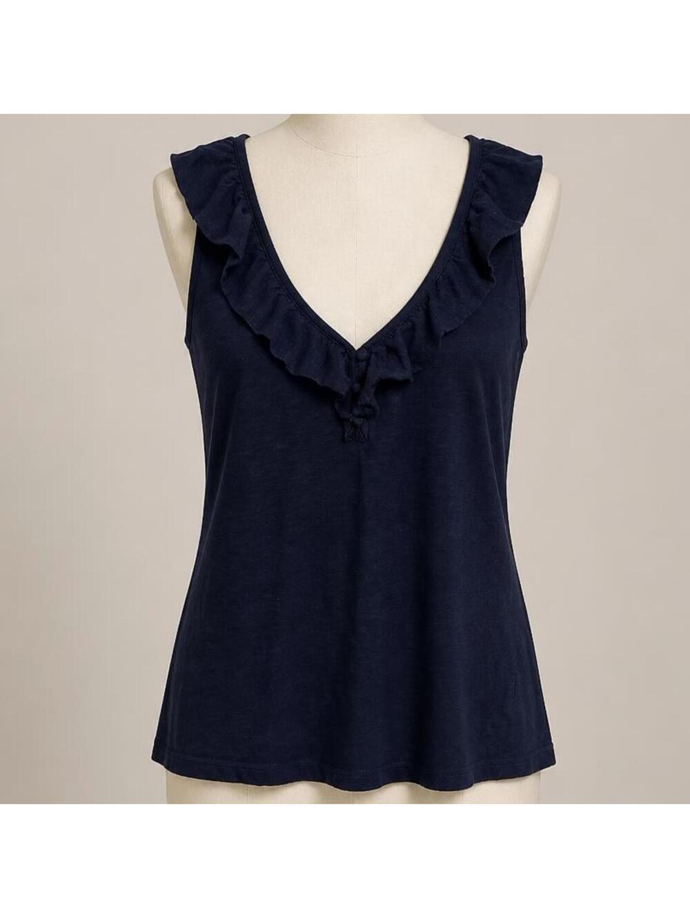 Lilly Pulitzer Navy Blue Ruffle V-Neck Sleeveless Top XL